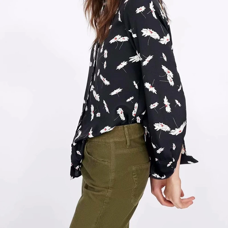 

HStar Spring Long Sleeve Print Floral Blouse Turn Down Collar Female Blouse Shirts Casual Street Wear Lady Tops 2020