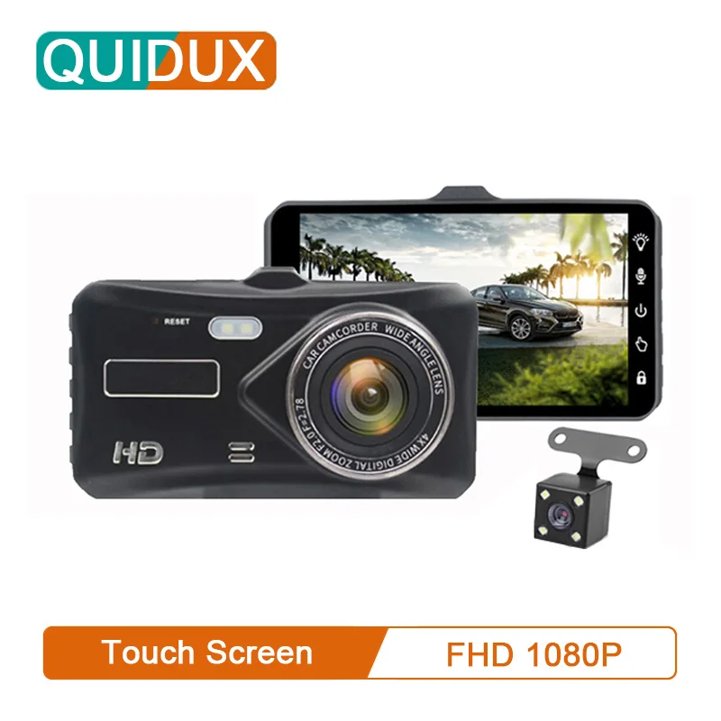 QUIDUX Автомобильный видеорегистратор 4 &quotips сенсорный экран супер ночного видения