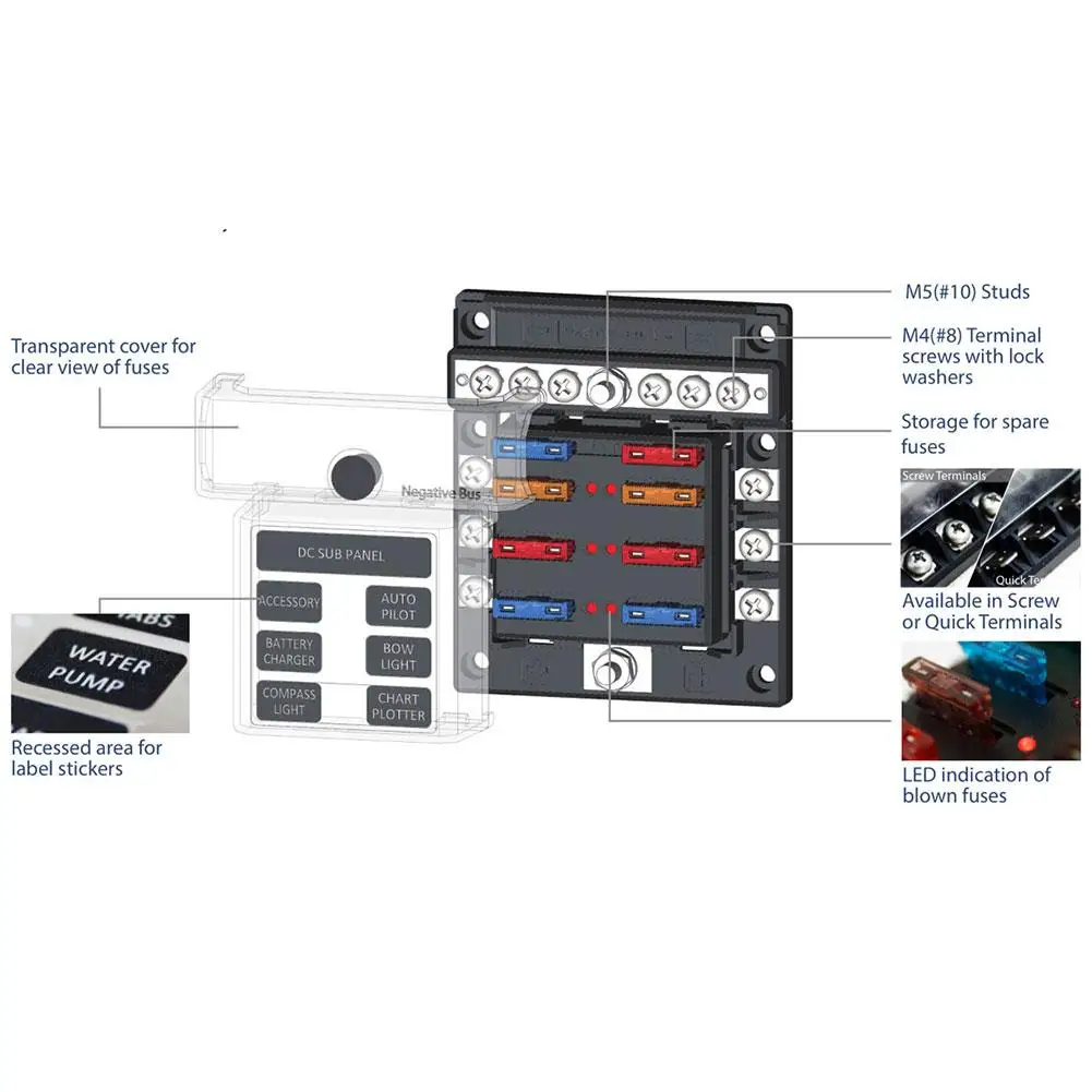 Блок предохранителей со светодиодным индикатором 6 каналов/12 каналов |