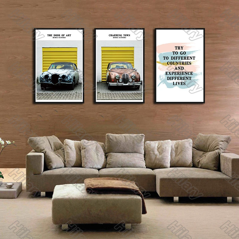 

Poster Car Yellow Parking Space Letters Canvas Painting and Prints Wall Pictures Decoration for Living Room and Bedroom 3Pcs
