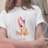 summer female t shirt harajuku flamingo graphic ladies tshirts simple baita round neck short sleeve ulzzang womens t shirt