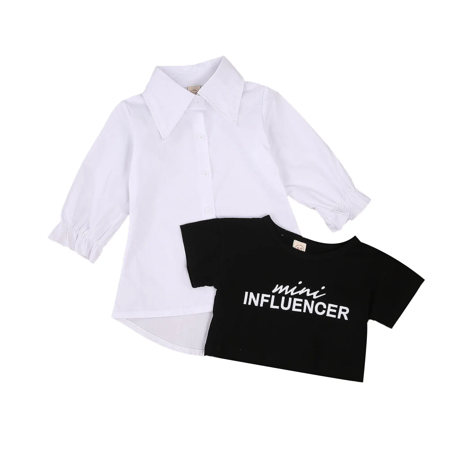 

Children's Clothes Sest Infant Baby Girls Dress + T Shirts 2pcs Letter Print Tops Solid Long Sleeve Single Breasted Dresses