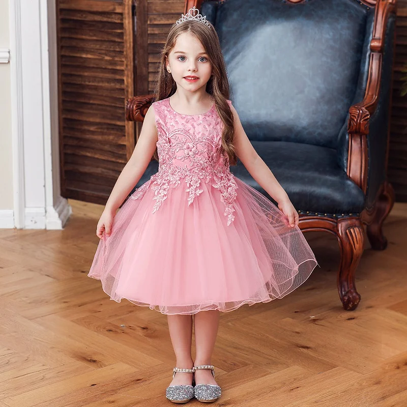 

Весенне-летнее платье для девочек, высококачественные европейские/американские вечерние платья, платья принцессы с бусинами ручной работы...