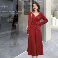 fashion womens maxi dress sexy v neck pleated long dress loose party dresses loose women clothing