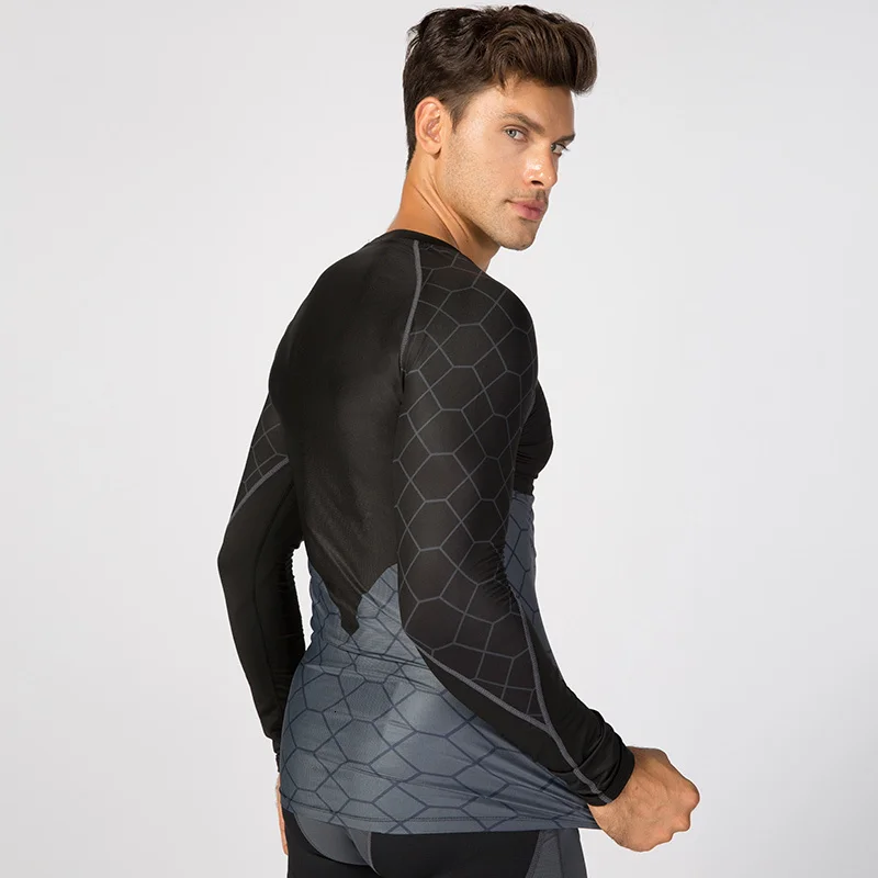 Fanceey Мужская футболка компрессионные колготки для фитнеса бега дышащая с длинным