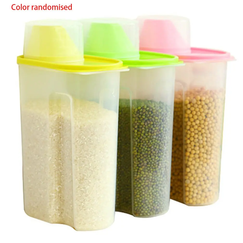 Food Storage Box Container Set with Pour Lids Storage Bottles Jars Dried Plastic Clear Large Capacity Kitchen Seal Ring Grain