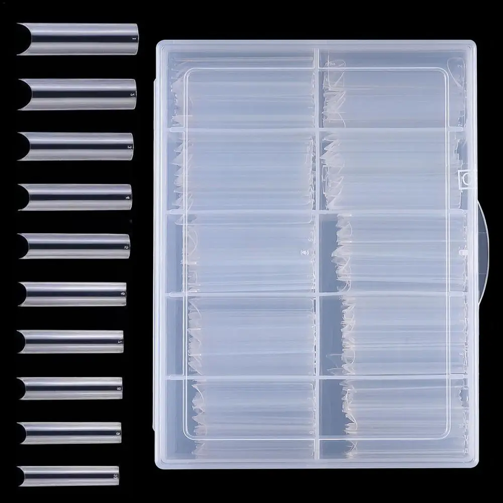 

C Curve Nail Tips - 200 PCS Extra Long Clear Nails C Curve Square Shape Nail Tips 10 Sizes Long Square Ballerina Nail Tips For