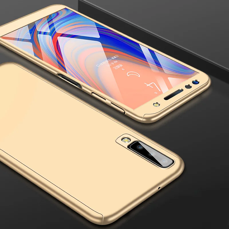 Золотой 360 градусов чехол для телефона чехол s для samsung Galaxy A10 A20 A30 A40 A50 A60 A70 чехол на весь экран для Galaxy A3 A5 A7 A6 A8 плюс - Цвет: Золотой