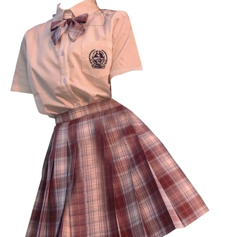 65% Прямая поставка! Новый стиль кампуса женская блузка плиссированная юбка