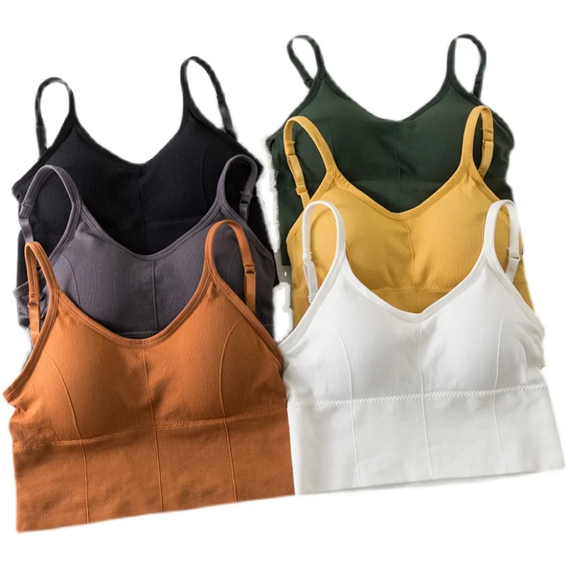 

Spring and Summer 2021 New Camisole Female Students with Chest Pad Internet-Famous Outdoors Inner Wear Base Beauty Back Short