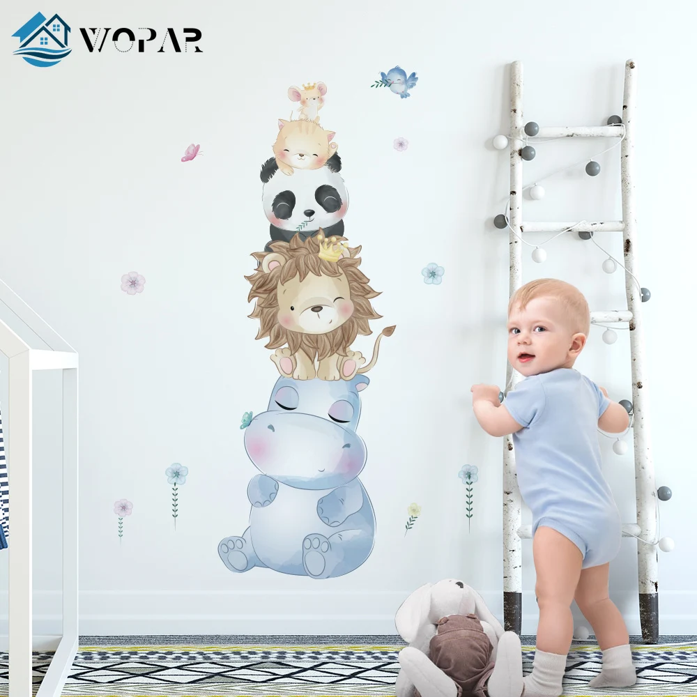 Детская комната мультфильм Животные настенные стикеры хиппо Лев детская