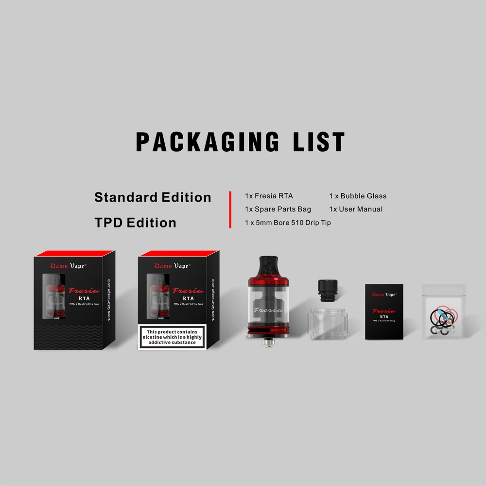 E резервуар для сигареты оригинальный DamnVape freasia MTL RTA 22 мм трубка разбрызгивателя