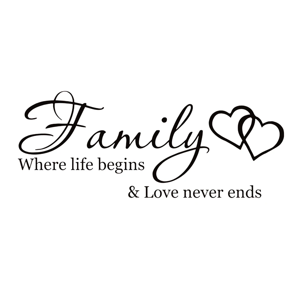 Easy Apply DIY Removable Modern Art Living Room Adhesive Home Family Letter Flat Black Window Mural Bedroom Decor | Дом и сад