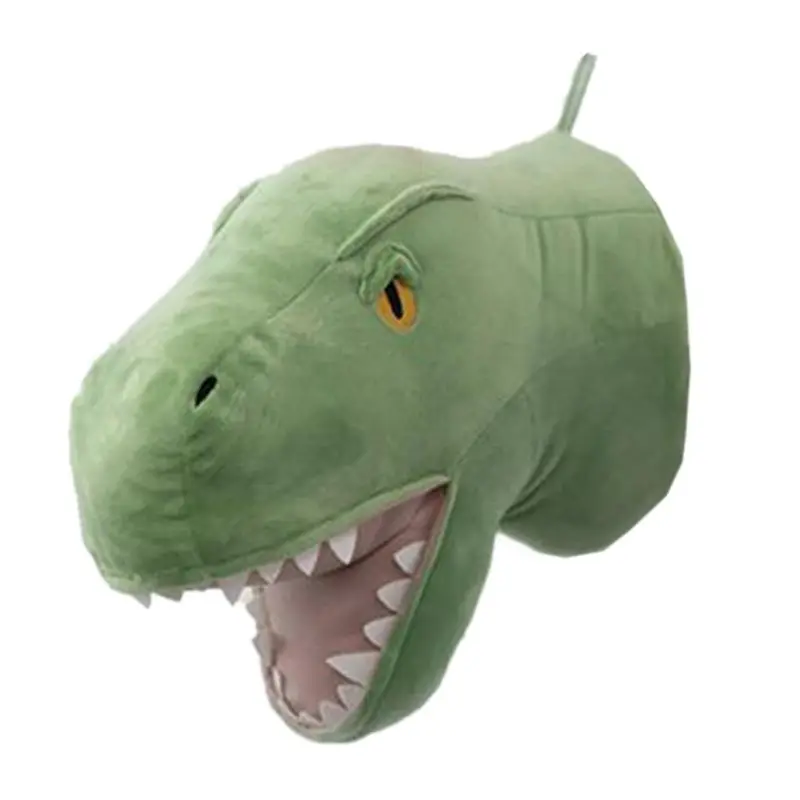 

3D Cartoon Animal Head Dinosaur Stuffed Plush Toy for Children Bedroom Nursery Room Wall Hanging Decor Boys Gift
