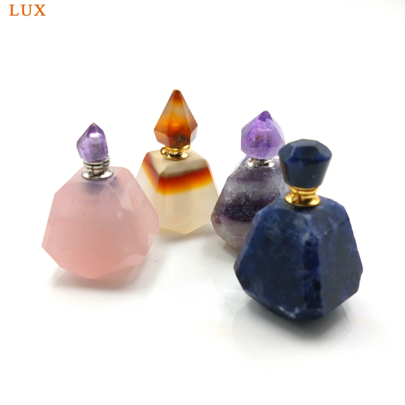Quartzs флакон для парфюма Агаты кристаллы аметиста кулон золотой цвет покрытием