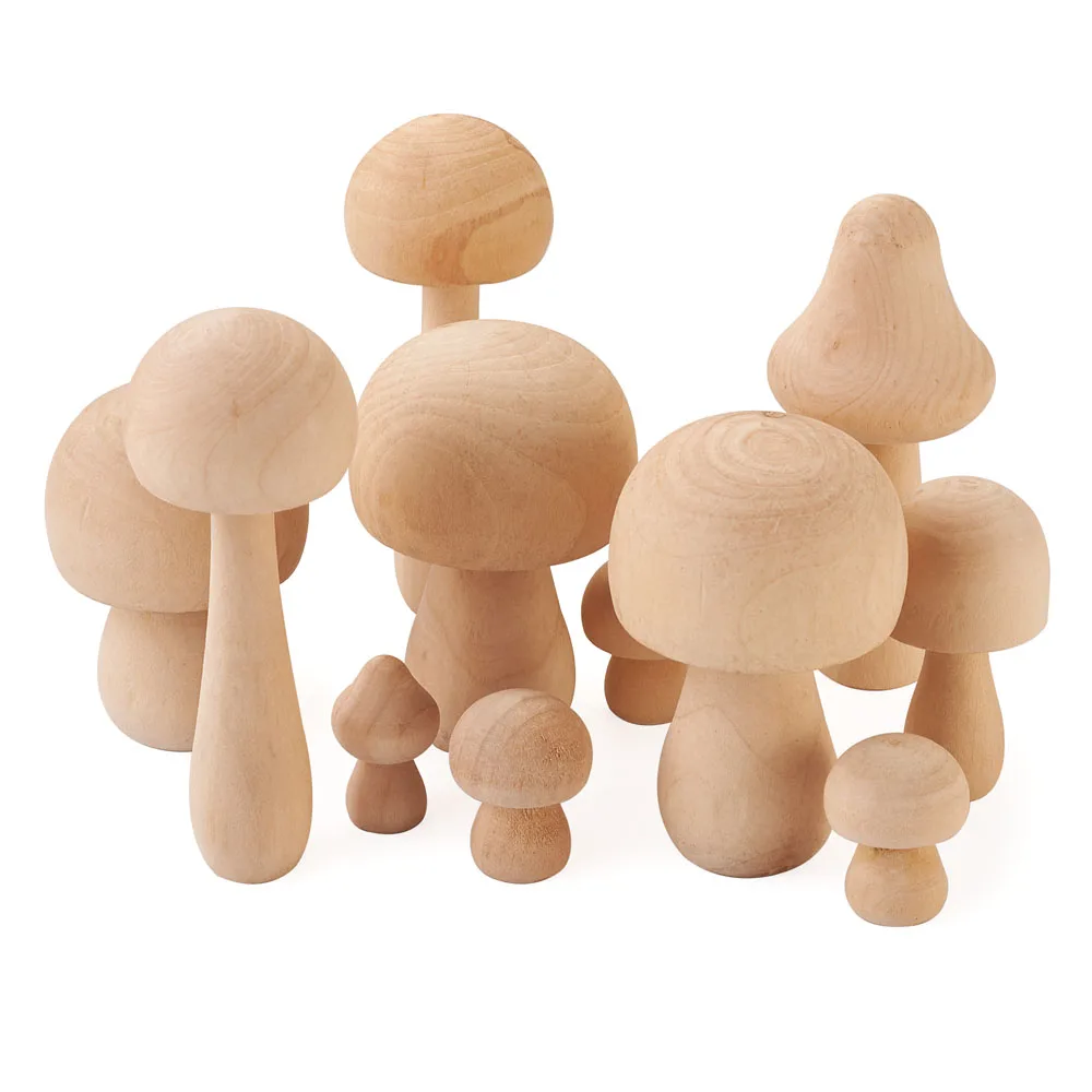 

Schima Superba Wooden Mushroom Children Toys, DIY Accessories, BurlyWood, 23pcs/set
