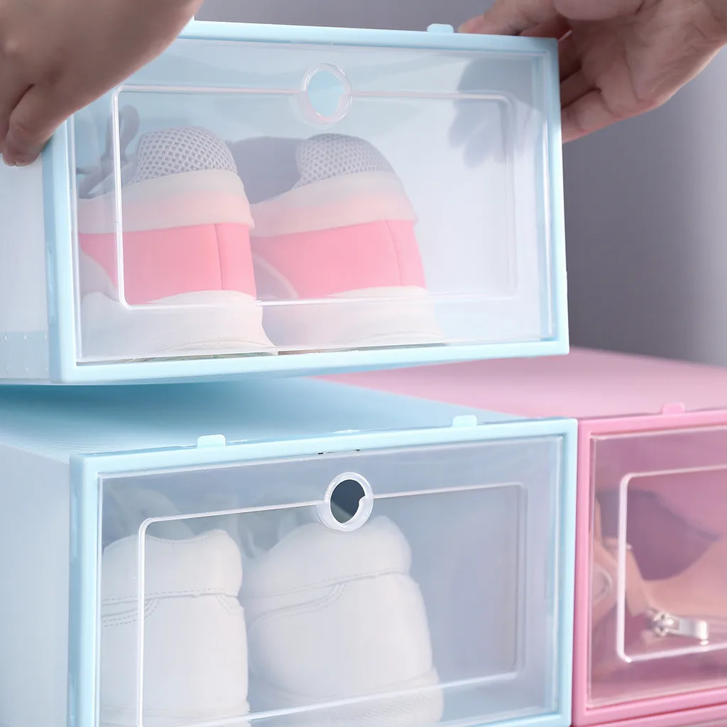 1 шт. Складная прозрачная коробка для обуви Пластиковый Штабелируемый органайзер