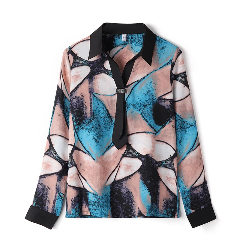 Модная женская блузка с цветочным принтом и длинным рукавом женские рубашки на