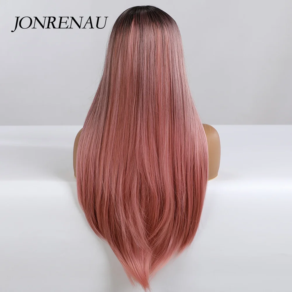Парик Jonrenau для женщин, длинные прямые Розовые синтетические волосы с эффектом омбре, для косплея на каждый день, Термостойкое волокно от AliExpress WW