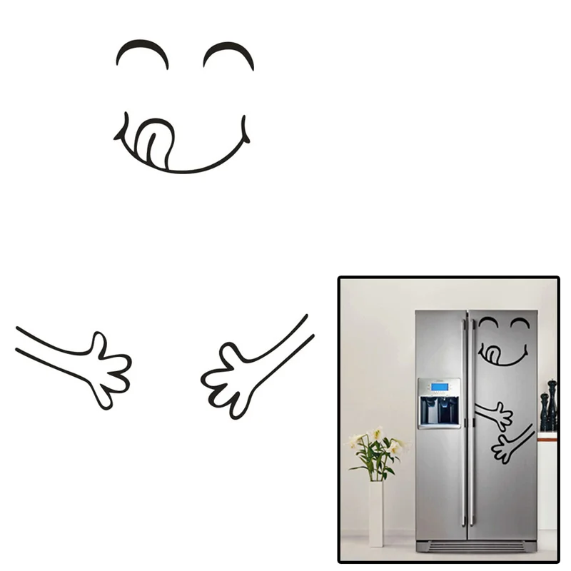 Креативная Милая наклейка на холодильник счастливое вкусное лицо кухонная