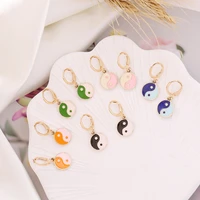 wholesale jewelry fashion yin yang earrings 2021 trend retro oil drop pendant earrings for women