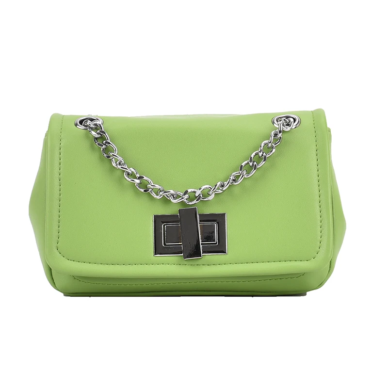 

Green Simple Small PU Leather Flap Crossbody Bags For Women 2021 Summer Trend Female Branded Chain Shoulder Handbags And Purses