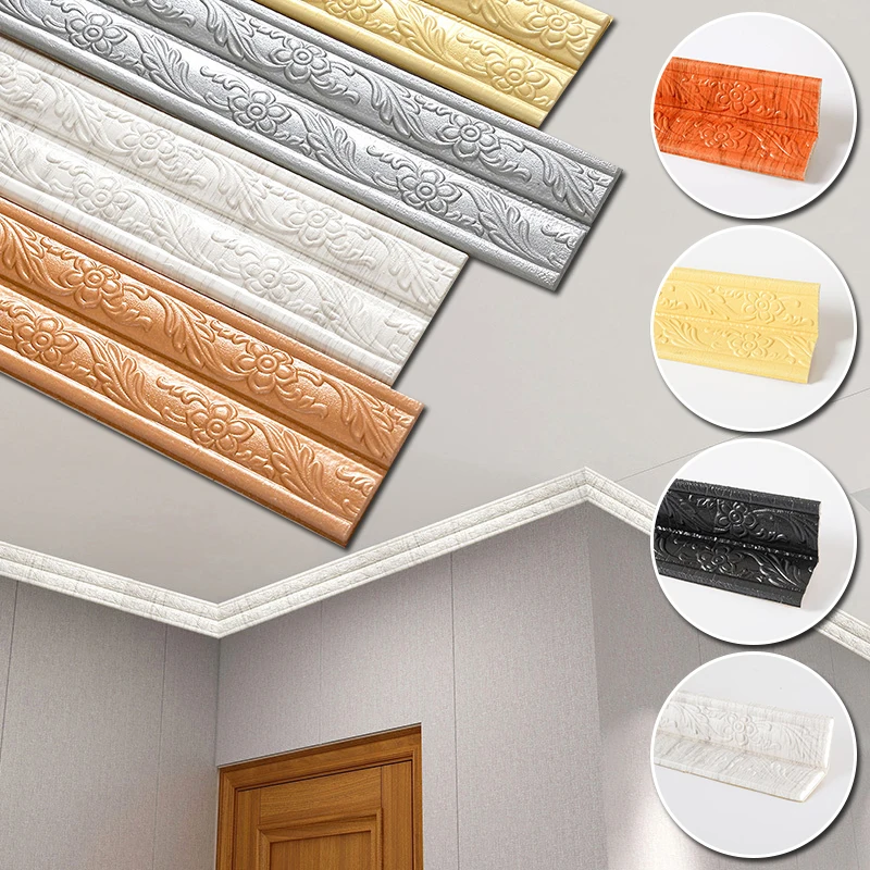 Xpe Foam Self-Adhesive Ceiling Corner Line Solid Color Waterproof Background Wall Frame Edge Banding Home Decoration Baseboard | Дом и сад