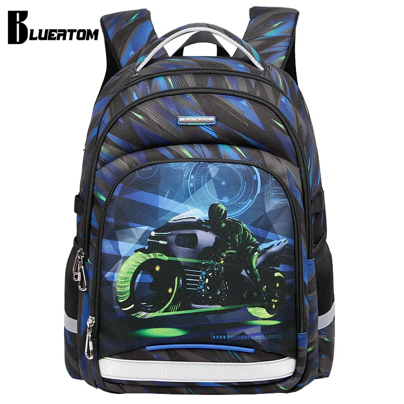 

New 3D Cartoon Motorcycle Printing Boys School Bag Children Orthopedic Backpack Schoolbags Kids Student Backpack 1-4 Grade