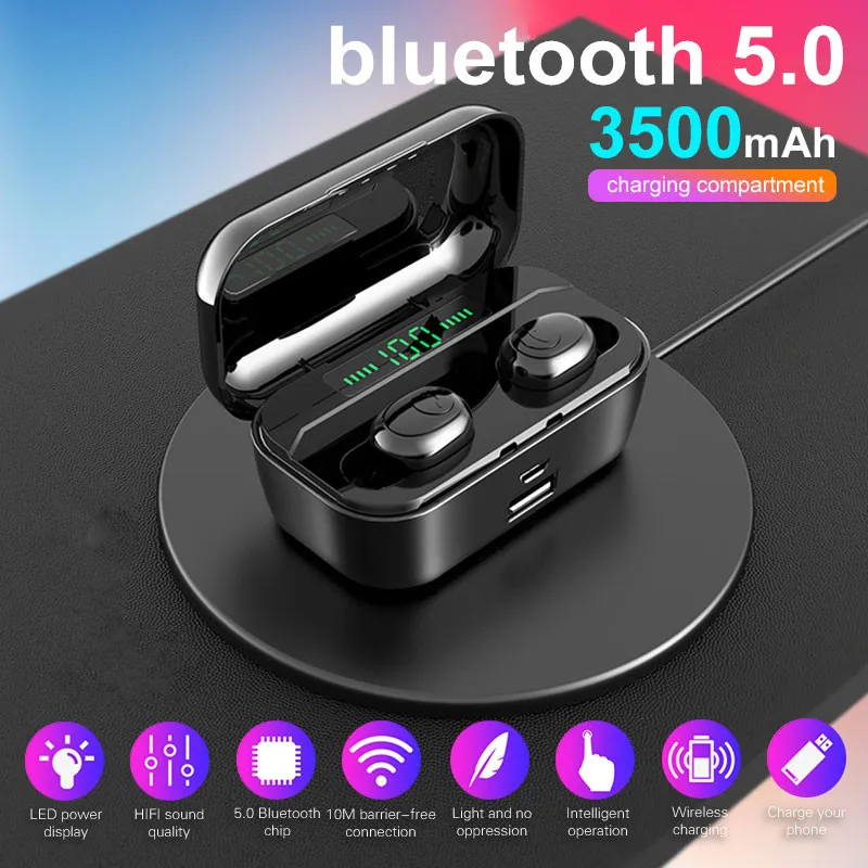 G6S двойной bluetooth 5,0 TWS светодиодный наушник с цифровым дисплеем IPX7 глубокая Водонепроницаемая бинауральная гарнитура с зарядным устройством 3500 мАч