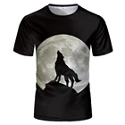 Футболка мужская с 3D-принтом Луны и волка, популярный черный топ с коротким рукавом, рубашка с принтом животных, лето