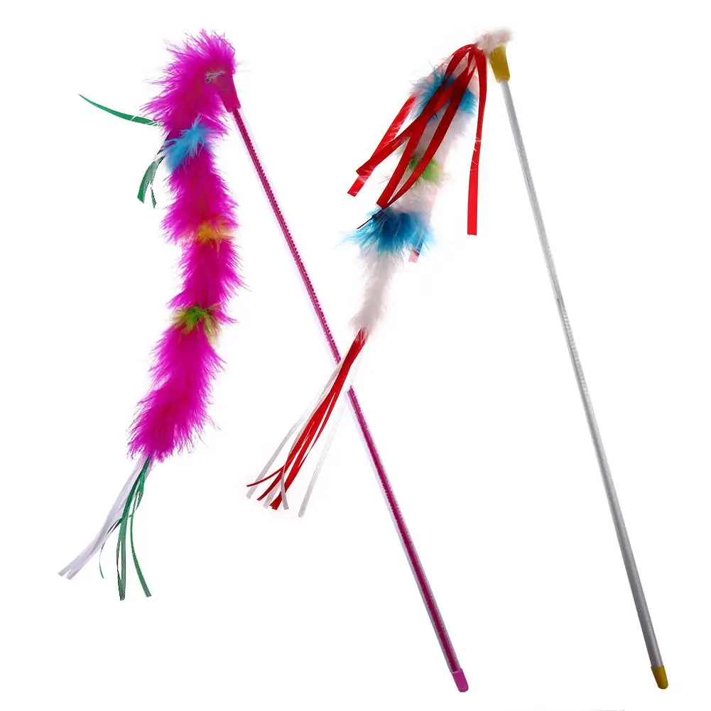 Игрушки для кошек Милый Забавный красочный стержень тизер палочка Пластик