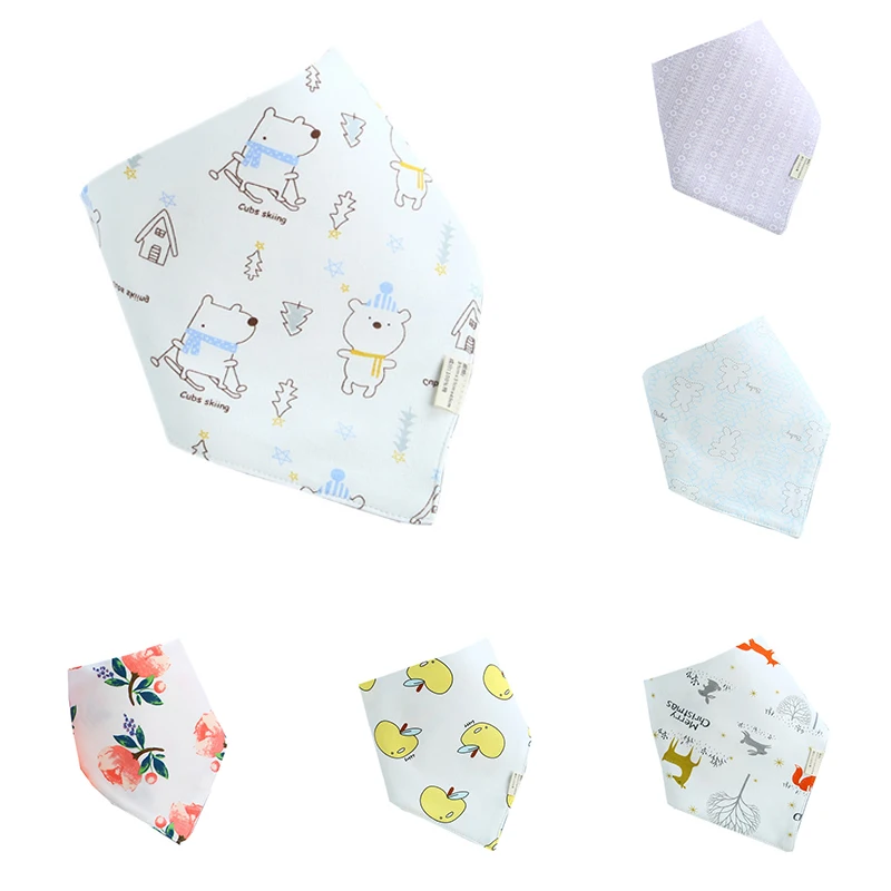 Babero de toalla para Saliva para beb&eacute;, ni&ntilde;o y ni&ntilde;a, toalla de alimentaci&oacute;n infantil, Bandana de algod&oacute;n peinado, pa&ntilde;uelo para el hogar con patr&oacute;n de dibujos animados, 1 unidad-5