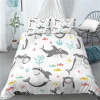 home living luxury 3d baby shark print 23pcs comfortable duvet cover pillowcase bedding sets queen and king euusau size