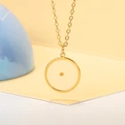 Ожерелье круглое горчичного цвета из нержавеющей стали с золотым покрытием и платиновым кулоном для женщин, простое модное очаровательное ювелирное изделие с цепочкой