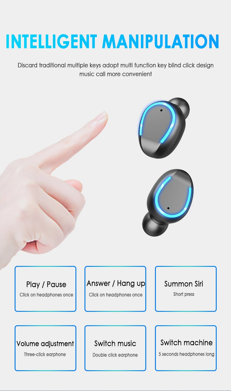 Mr NEW TWS F9-5, беспроводной светодиодный дисплей, гарнитура, Bluetooth V5.0, наушники, стерео наушники, наушники с микрофоном, 2000 мА/ч, Powerbank