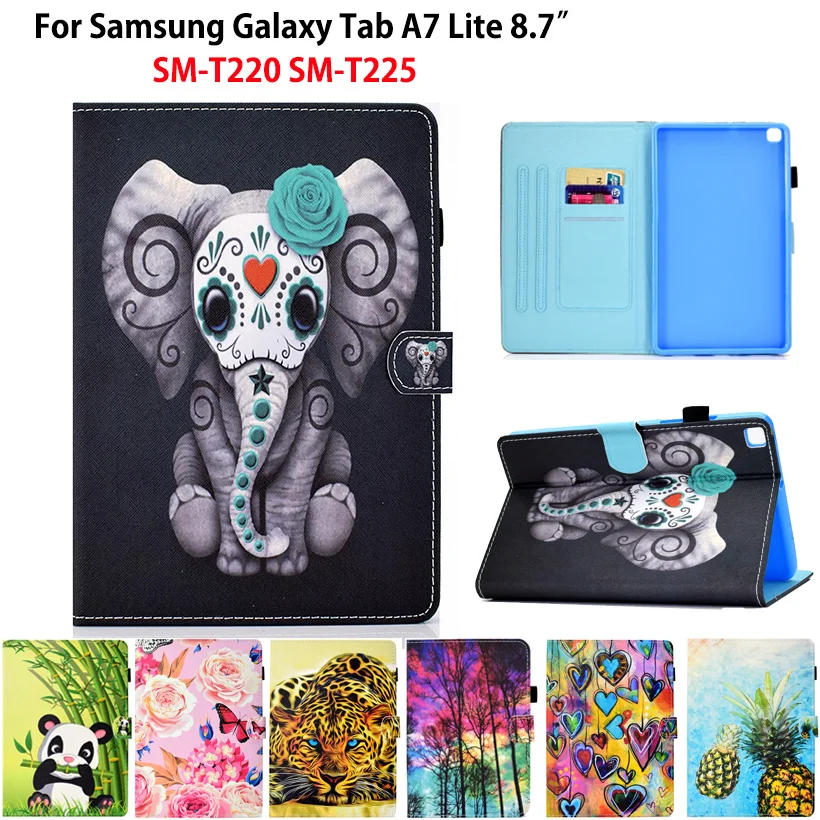 

Чехол для Samsung Galaxy Tab A7 Lite 8,7, Женская Обложка, флип T220 T225, Модный чехол для планшета с рисунком, подставка, мягкая задняя крышка из ТПУ