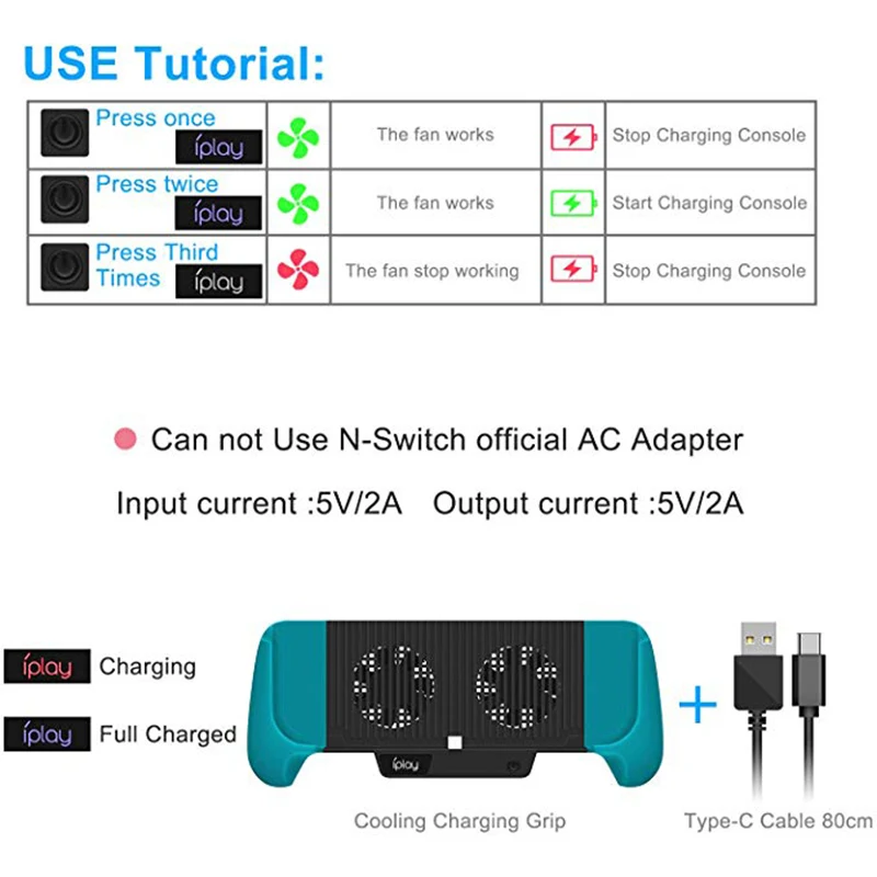 Herod Switch Lite аксессуары охлаждающий зарядный геймпад джойстик Power Bank Grip Cooler Charger Stand