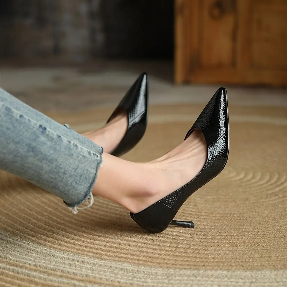 Туфли Kanseet женские из лакированной кожи пикантные туфли-лодочки с острым носком