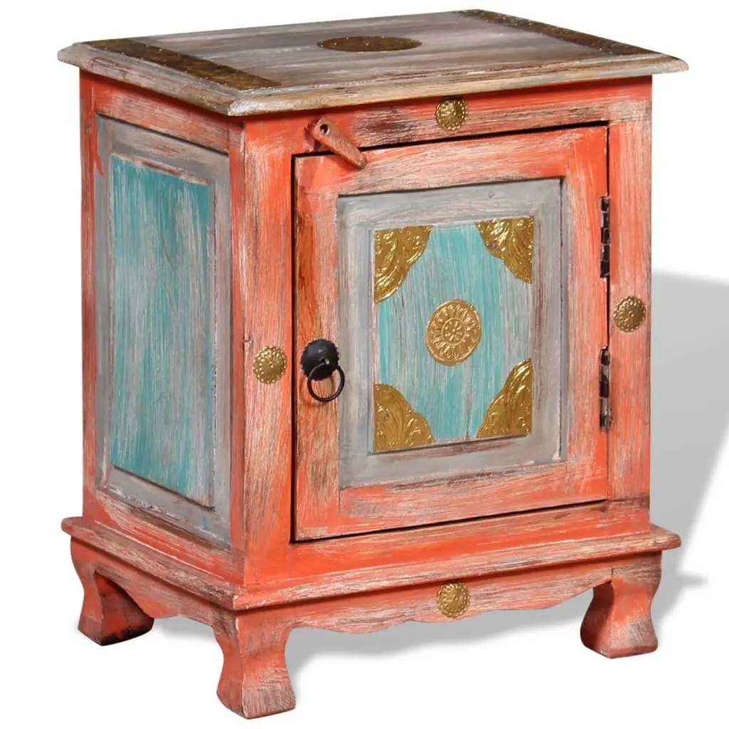 VidaXL Storage Cabinet Living Room Furniture Orange Mango Solid Wood Bedside Table Retro Endtable Chest of Drawers Durable |