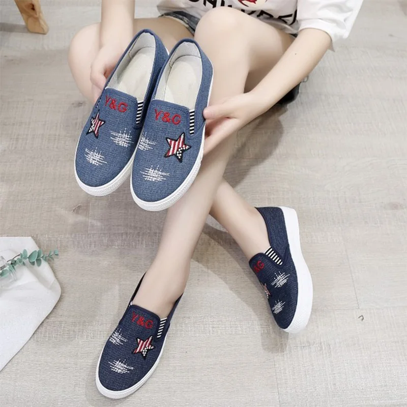 Spring Women's Canvas Shoes Casual Loafers Women Slip On Flat Platform Elastic Band Woman Sneakers Female Comfort Footwear 2021 | Обувь