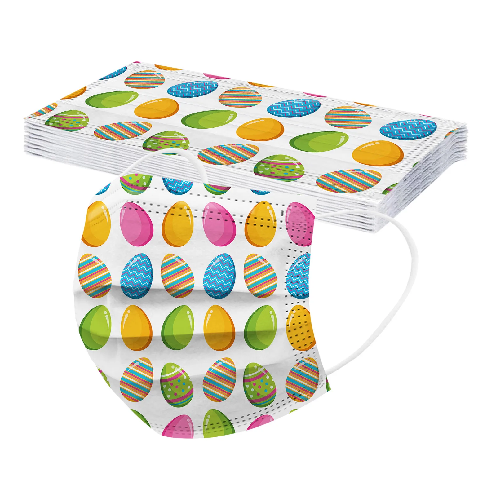 

Disposable Face Mask Unisex Children Easter Bunny 3-Layer Breathable Masks 10PCS