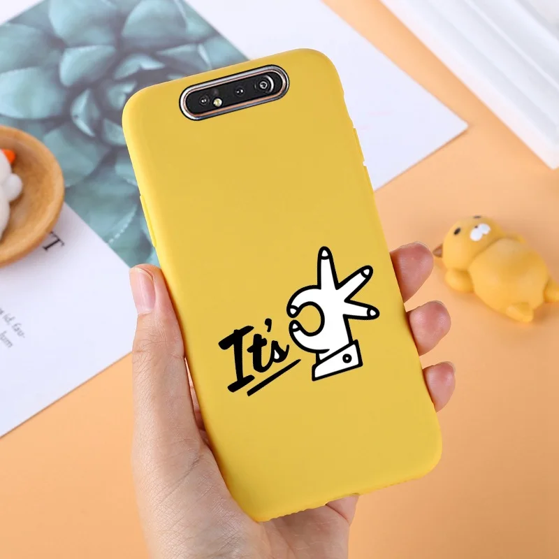 015 Yello ТПУ чехол для samsung Galaxy A80 силиконовый милый для samsung задняя крышка A 80 A805F A50 A70 A10 A20 A10S A40 протектор черный - Цвет: 015