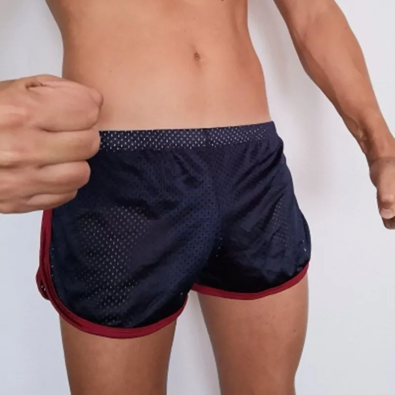 Прозрачные сетчатые спортивные шорты нижнее белье сексуальные мужские для бега