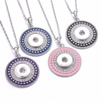 snap jewelry vintage paint metal snap button necklaces 18mm 20mm snap pendant necklace for women girls diy button jewelry gift