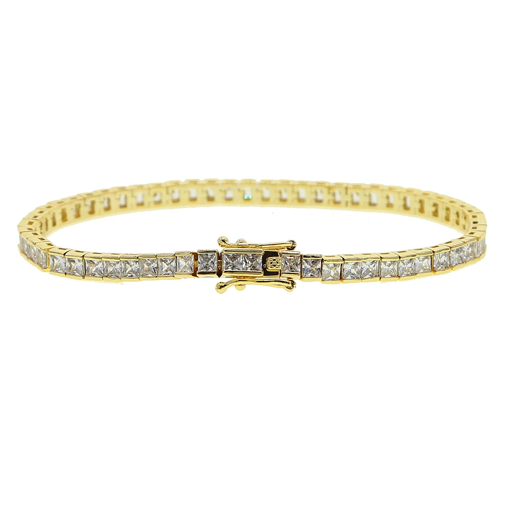 hiphop iced out cz fine fashion bracelet man gold color square tennis chain gorgeous trendy for 2020 New | Украшения и аксессуары