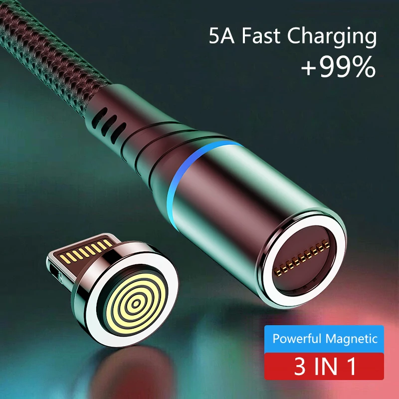 Магнитное зарядное устройство для быстрой зарядки 1 м 5 А Micro USB Тип C магнитный