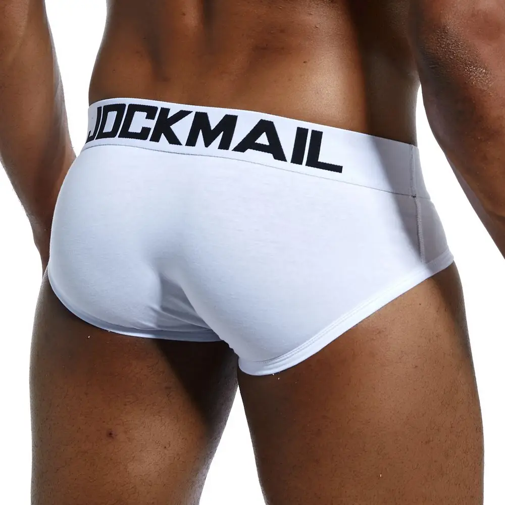 Мужское нижнее белье Jockmail белые хлопковые Трусы-слипы на завязках для геев |