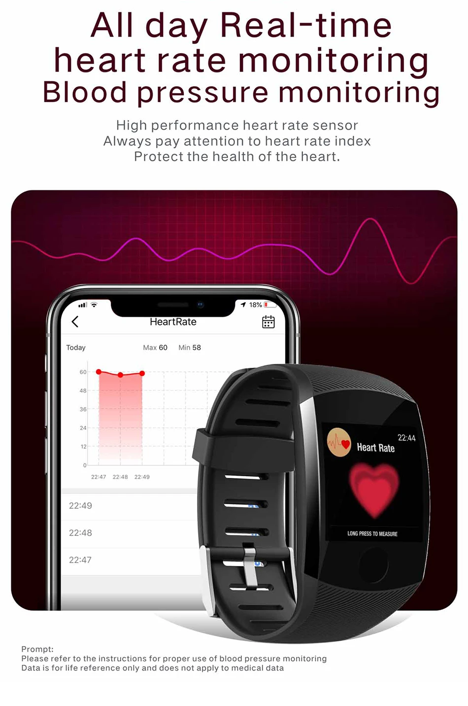 Digital Blood Pressure Monitor Tonometer On Wrist Medical Equipment Waterproof Portable Measuring Pressure Sport Wrist Watch