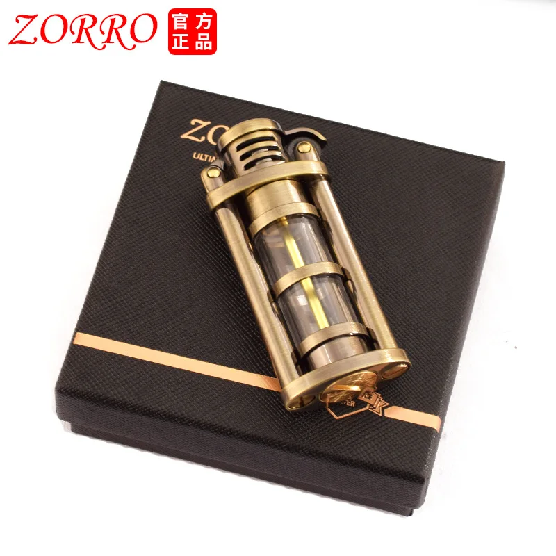 Zorro New Retro Grinding Wheel Kerosene Lighter Transparent Body Portable Cigarette Igniter Men's Cigarette Accessories Tool enlarge