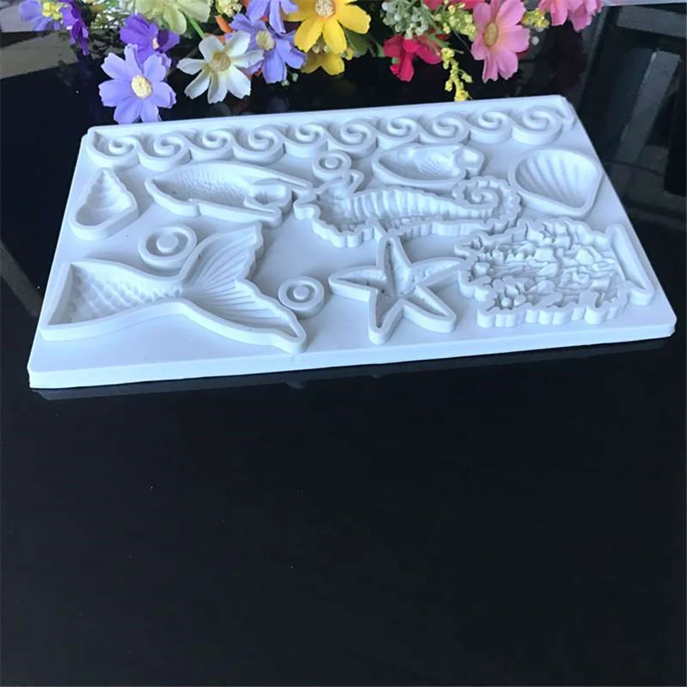 Luyou 1pcs Starfish Seahorse Fish Resin Lace Silicone Fondant Mold Cake Decorating Tools Chocolate Gumpaste Moulds FM1983 | Дом и сад